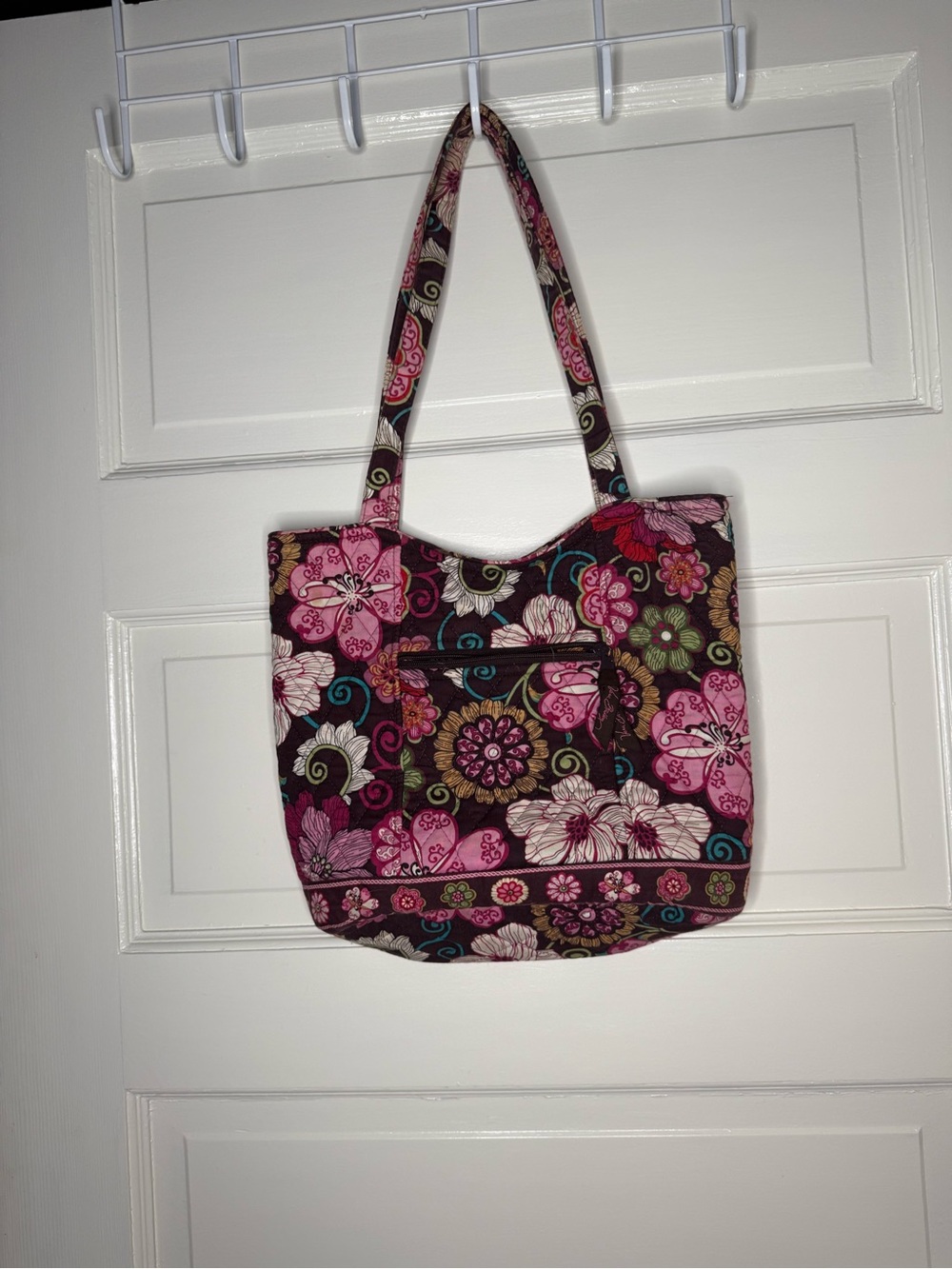 Vera Bradley Quilted Floral Tote Bag in Pink and Brown